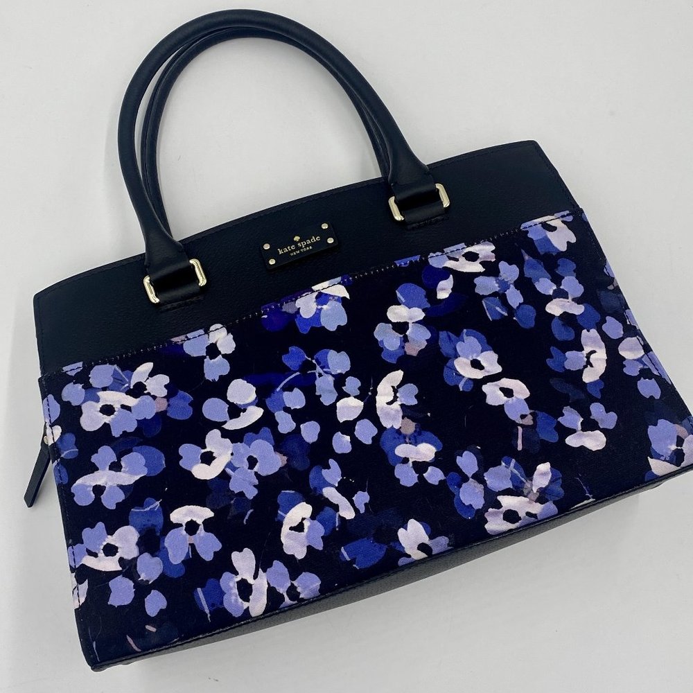 Kate Spade Floral Print Black Purple Tote